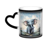 GDSHJKLW Tazza da caffè in ceramica da 325 ml, tazza da caffè con cambiamento di colore, tazza da caffè, tazza da tè con elefante carino gioca a bolle, tazze da caffè fresche per uomini e donne