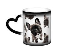 GDSHJKLW Tazza da caffè in ceramica da 325 ml, tazza da caffè con cambiamento di colore, tazza da caffè personalizzata, tazza da tè, bulldog francese, 2 tazze da caffè fresche per uomini e donne