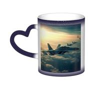 GDSHJKLW Tazza da caffè in ceramica da 325 ml, tazza da caffè con cambiamento di colore, tazza da caffè, tazza da tè, aeromobili da combattimento, tazze da caffè fresche per uomini e donne, regalo