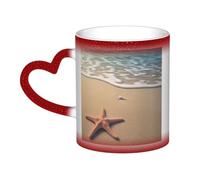 GDSHJKLW Tazza da caffè in ceramica da 325 ml, tazza da caffè personalizzata, tazza da tè 3D, bella stella marina sulla spiaggia, sabbia, tazze da caffè fresche per uomini e donne, regalo divertente