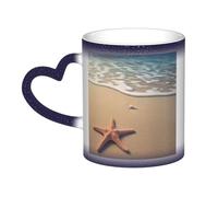 GDSHJKLW Tazza da caffè in ceramica da 325 ml, tazza da caffè personalizzata, tazza da tè 3D, bella stella marina sulla spiaggia, sabbia, tazze da caffè fresche per uomini e donne, regalo divertente