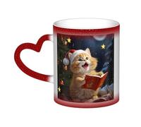 GDSHJKLW Tazze da caffè in ceramica da 325 ml tazza cambiacolore tazza da caffè novità personalizzata tazza da tè carino gatto canta canti natalizi tazze da caffè fresche per uomini donne regalo