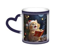 GDSHJKLW Tazze da caffè in ceramica da 325 ml tazza cambiacolore tazza da caffè novità personalizzata tazza da tè carino gatto canta canti natalizi tazze da caffè fresche per uomini donne regalo