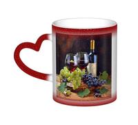 GDSHJKLW Tazze da caffè in ceramica da 325 ml Tazza da caffè Cambia Colore Personalizzata Novità Tazza da caffè Tazza da tè Art Vino Rosso Galsses & Grapes1 Cool Coffee Mugs For Men Women Divertente