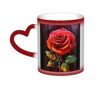 GDSHJKLW Tazze da caffè in ceramica da 325 ml Tazza da caffè Cambia Colore Personalizzata Novità Tazza da caffè Tazza da tè Tazza da tè Rosa Rossa Art Cool Tazze da caffè per uomo donna regalo
