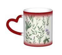 GDSHJKLW Tazze da caffè in ceramica da 325 ml Tazza da caffè Cambia Colore Personalizzata Novità Tazza da caffè Tazza da tè Tazza da tè Fiore Verde Erba Foglie Salvia E Rami Tazze da caffè Fresco Per