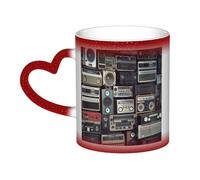 GDSHJKLW Tazze da caffè in ceramica da 325 ml Tazza da caffè Cambia Colore Personalizzata Novità Tazza da caffè Tazza da tè Tazza da tè Vintage Wall Of Radio Boombox Cool Tazze da caffè per uomini
