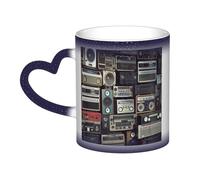 GDSHJKLW Tazze da caffè in ceramica da 325 ml Tazza da caffè Cambia Colore Personalizzata Novità Tazza da caffè Tazza da tè Tazza da tè Vintage Wall Of Radio Boombox Cool Tazze da caffè per uomini