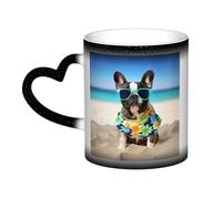 GDSHJKLW Tazze da caffè in ceramica da 325 ml Tazza da caffè Cambia Colore Personalizzata Novità Tazza da caffè Tazza da tè Bulldog Francese Estate Fresco Tazze da caffè per uomini donne regalo