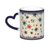 GDSHJKLW Tazze da caffè in ceramica da 325 ml Tazza da caffè cambiante tazza personalizzata novità tazza da caffè tazza da tè Atomic Stars Retro Pattern Cool tazze da caffè per uomini donne regalo