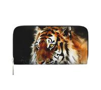 GDSHJKLW Tiger3 Portafoglio da donna con zip intorno, in pelle PU, pochette per telefono, porta carte, organizer per donne, nero, taglia unica, Nero , Taglia unica