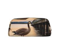 GDSHJKLW Wild Goose By The Bridge, astuccio in pelle di grande capacità, astuccio per penne, astuccio per trucchi con cerniera, per donne e uomini, trousse da viaggio impermeabile, portamonete