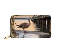 GDSHJKLW Wild Goose By The Bridge, portafogli da donna in pelle con cerniera intorno, pochette impermeabile porta carte di credito con porta telefono, portamonete da viaggio da donna