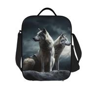GDSHJKLW Wolf At Night - Borsa termica per il pranzo, riutilizzabile, a prova di perdite, con tracolla regolabile, per ufficio, lavoro, viaggi, picnic, campeggio