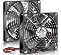 GDSTIME Confezione da 2 ventole di raffreddamento DC brushless da 120 mm, 12 V, 2 pin, con doppio cuscinetto a sfera, 120 x 120 x 25 mm