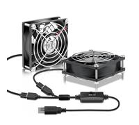 GDSTIME Set di 2 ventilatori per PC USB 80 mm, ventola USB 80 mm, 5 V, doppio PC, ventola 80 x 80 x 25, raffreddamento a 3 velocità, regolabile, per computer, scatola TV, router, ricevitore mobile