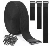GDSZ LAERSI 6M Adjustable Reusable Cable Ties with 25 Buckles and Hook Strap for Cable Management and Storage (6m x 2.5cm, Black)