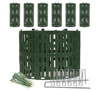 GDUUZ 6 Pack Tree Trunk Bark Sapling And Plant Protector Includes 12 Heavy Duty Metal U-Staples And 30 Zip Ties - Protect Against Pets Wild Animals Mowers And Trimmers - Green Plastic Wrap Guard