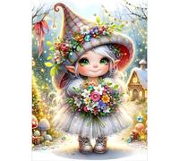 GDYEEH 5D DIY Elf Fairy Diamond Painting Kits, Full Drill Flowers Diamond Art Painting Kits for Adults Beginners, DIY 5D Cartoon Painting by Numbers Diamond Art Kits for Home Fashion Decor 30x40cm