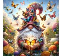 GDYEEH 5D DIY Gnomes Diamond Painting Kits, Full Drill Butterfly Diamond Art Painting Kits for Adults Beginners, DIY 5D Fantasy Painting by Numbers Diamond Art Kits for Home Fashion Decor 30x30cm