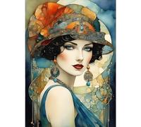 GDYEEH 5D DIY Lady Diamond Painting Kits, Full Drill Vintage Diamond Art Painting Kits for Adults Beginners, DIY 5D Beauty Painting by Numbers Diamond Art Kits for Home Fashion Decor 30x40cm