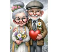 GDYEEH 5D DIY Lovers Diamond Painting Kits, Full Drill Flowers Diamond Art Painting Kits for Adults Beginners, DIY 5D Heart Painting by Numbers Diamond Art Kits for Home Fashion Decor 30x40cm