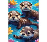GDYEEH 5D DIY Otters Diamond Painting Kits, Full Drill Flowers Diamond Art Painting Kits for Adults Beginners, DIY 5D Otters Painting by Numbers Diamond Art Kits for Home Fashion Decor 30x40cm