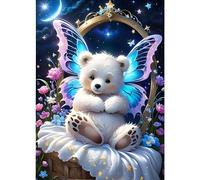 GDYEEH Cute Bear Diamond Art Painting Kits, 5D DIY Flowers Full Round Drill Sparkling Diamond Painting Picture,Butterfly Diamond Painting Art Craft Kits for Adults Beginners Home Wall Decor 30x40cm