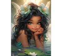 GDYEEH DIY 5D Angel Girl Diamond Art Painting Kits, Fantasy Full Round Drill Sparkling Diamond Painting Picture, Flowers Diamond Painting Art Craft Kits for Adults Beginners, Home Wall Decor 30x40cm