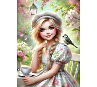 GDYEEH DIY 5D Beauty Princess Diamond Art Kits, Round Full Drill Sparkling Fairy Diamond Painting Picture, Flowers Painting by Numbers Art Kits for Adults Beginners Home Wall Decor 12x16 inch