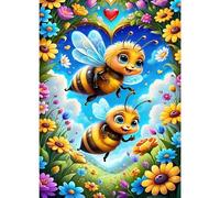 GDYEEH DIY 5D Bee Diamond Art Painting Kit, Flowers Full Round Drill Sparkling Diamond Painting Picture, Love Diamond Painting Art Craft Kits for Adults Beginners, Home Wall Decor 30x40cm