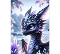 GDYEEH DIY 5D Dragon Diamond Art Painting Kits, Dragon Full Round Drill Sparkling Diamond Painting Picture, Little Dragon Diamond Painting Art Craft Kits for Adults Beginners, Home Wall Decor 30x40cm