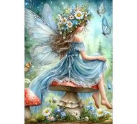 GDYEEH DIY 5D Fairy Diamond Art Painting Kits, Butterfly Full Round Drill Sparkling Diamond Painting Picture, Mushroom Diamond Painting Art Craft Kits for Adults Beginners, Home Wall Decor 30x40cm
