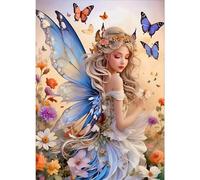 GDYEEH DIY 5D Fairy Diamond Art Painting Kits, Butterfly Full Round Drill Sparkling Diamond Painting Picture, Flowers Diamond Painting Art Craft Kits for Adults Beginners, Home Wall Decor 30x40cm
