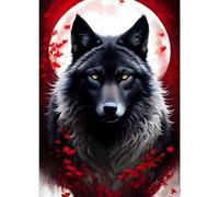 GDYEEH DIY 5D Fantasy Wolf Diamond Art Kits, Round Full Drill Sparkling Moon Diamond Painting Picture, Dreamland Diamond Painting Art Kits Craft for Adults Beginners, Home Wall Decor 12x16 inch