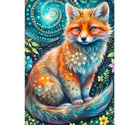 GDYEEH DIY 5D Little Fox Diamond Art Kits, Fox Round Full Drill Sparkling Flowers Diamond Painting Picture, Mandala Diamond Painting Art Kits Craft for Adults Beginners, Home Wall Decor 12x16inch