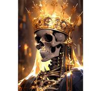 GDYEEH DIY 5D Skeleton Diamond Art Painting Kits, Skull Full Round Drill Sparkling Diamond Painting Picture, Halloween Diamond Painting Art Craft Kits for Adults Beginners, Home Wall Decor 30x40cm
