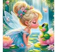 GDYEEH DIY Fairy Princess 5D Diamond Art Kits, Round Full Drill Sparkling Frog Cartoon Diamond Painting Picture, Fantasy Painting by Numbers Art Kits for Adults Beginners Home Wall Decor 12x12 inch