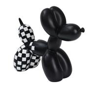 GDYOOSHOW Palloncino decorativo a forma di cane, 17,8 cm, scultura creativa per cuccioli, per camera da letto, ufficio, scrivania (nero e bianco a quadri, H-17,8 cm)
