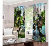 GDYRBY Tende Oscuranti Per Interni 2 Pezzi Per Cameretta Bambini Con Occhielli, 3D Digitale Stampa Dinosauri Animali Tende Oscuranti Termiche Isolanti Per Soggiorno Moderne 280X260cm