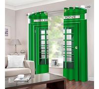 GDYRBY Tende Oscuranti Per Interni 280X260cm Cabina Telefonica Verde - Isolamento Acustico Termico Con Occhielli Per Soggiorno, Camera Da Letto E Stanza