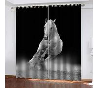 GDYRBY Tende Oscuranti Termiche Isolanti Camera da Letto con Occhielli,Motivo Stampati in Modello di Cavallo Animale 3D Tende Oscuranti Termiche Isolanti per Soggiorno Moderne 220X210cm 2 Pezzi