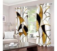 GDYRBY Tende Oscuranti Termiche Isolanti Camera Da Letto Con Occhielli,Motivo Stampati In Motivo A Stampa Geometrica Oro 3D Tende Oscuranti Termiche Isolanti Per Soggiorno Moderne 220X210cm 2 Pezzi