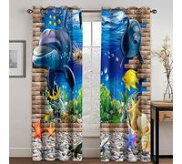 GDYRYD Tenda Camera Da Letto Moderna Oscurante - Stampa 3D Simpatici Delfini L 110 X A 210 cm 2 Pannelli Tende Oscuranti Termiche Isolanti Per Camera Da Letto Con Occhielli Soggiorno Decorazioni Came