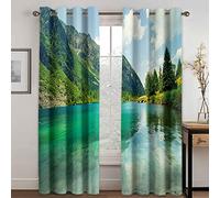 GDYRYD Tenda Oscurante Camera Da Letto Bambini 2 Pannelli L 120 X A 250 cm 3D Digitale Stampa Foresta Del Lago Verde Tende Con Occhielli Soggiorno Moderne Eleganti, Decorazione Di Finestre Interne