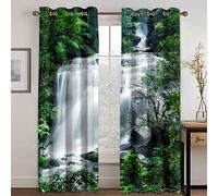 GDYRYD Tenda Oscurante Camera Da Letto Con Occhielli - Tende Finestre Oscuranti Termiche Isolanti Per Soggiorno Moderno 3D Foglie Verdi E Paesaggio Lacustre Motivo L 55 X A 140 cm 2 Pannelli Decorazi