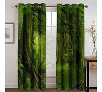 GDYRYD Tenda Oscurante Termica Isolante Con Occhielli Per Camera Da Letto, Tende Soggiorno Oscuranti Per Interni Finestre 3D Giungla Verde Motivo L 100 X A 214 cm 2 Pannel