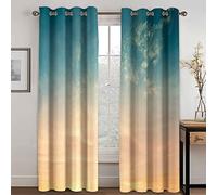 GDYRYD Tenda Oscurante Termica Isolante Per Interni Con Occhielli Per Camera Da Letto, Tende Soggiorno Oscuranti Per Interni Finestre Motivo Paesaggio Al Tramonto Con Cielo Azzurro 3D L 110 X A 210 c