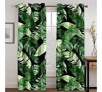 GDYRYD Tenda Oscurante Termica Isolante Per Interni Con Occhielli Per Camera Da Letto, Tende Soggiorno Oscuranti Per Interni Finestre Motivo Piante A Foglia Verde 3D L 110 X A 210 cm 2 Pannelli