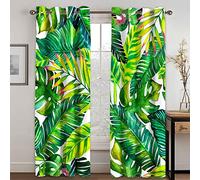 GDYRYD Tende Oscuranti Camera Da Letto Bambini Con Occhielli - 3D Foglie Verdi Di Piante Tropicali Motivo - 2 Pannelli Tenda Oscurante Finestra Termica Isolante Per Interni Soggiorno Cucina L 70 X A